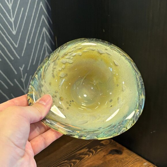 Hand-Blown Glass Trinket Dish or Jewelry Holder, Decorative Hand Blown Art Piece - Picture 4 of 11